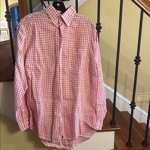 Peter Millar Men’s Red and Pink Checkered linen Shirt size M